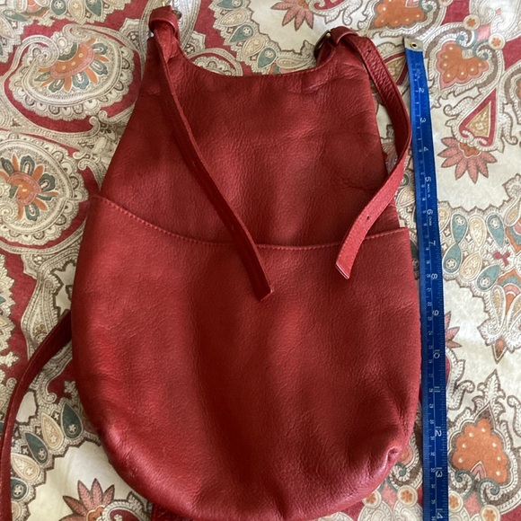 JP Ourse Dark Red Pebbled Leather Kangaroo Backpack Shoulder Bag Purse - Picture 7 of 8